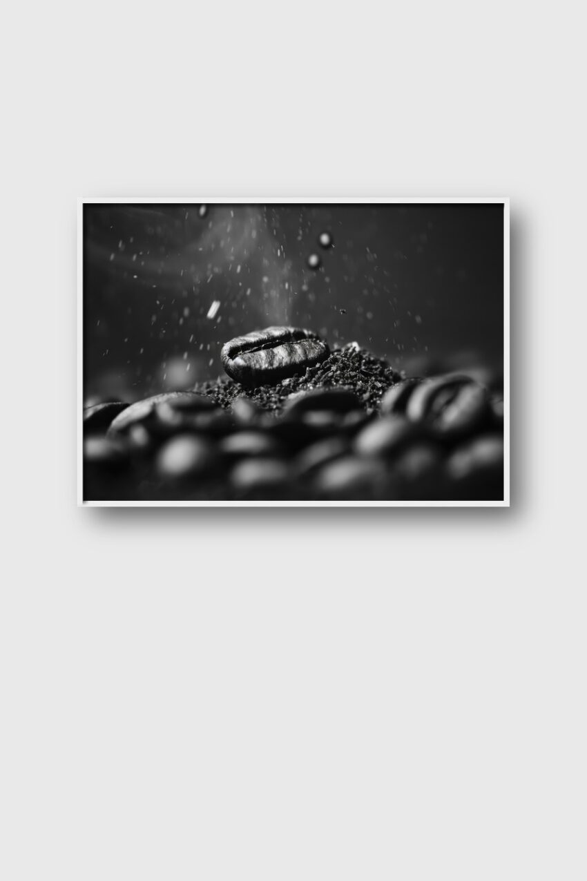 Fotografie Poster Kaffee schwarz-weiß Nahaufnahme