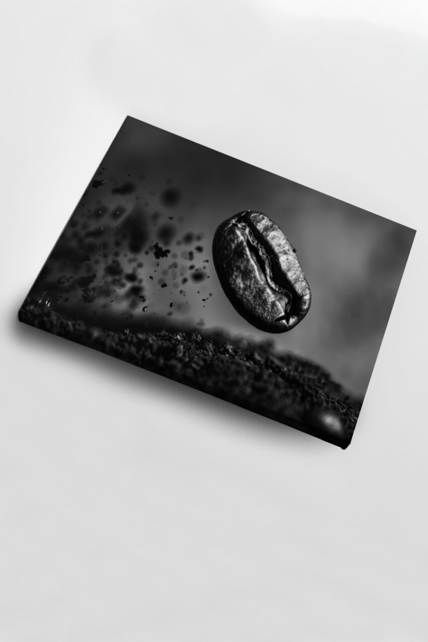 Fotografie Poster Kaffeebohne schwarz-weiß intensiv