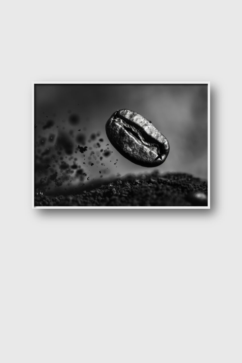 Fotografie Poster Kaffeebohne schwarz-weiß intensiv