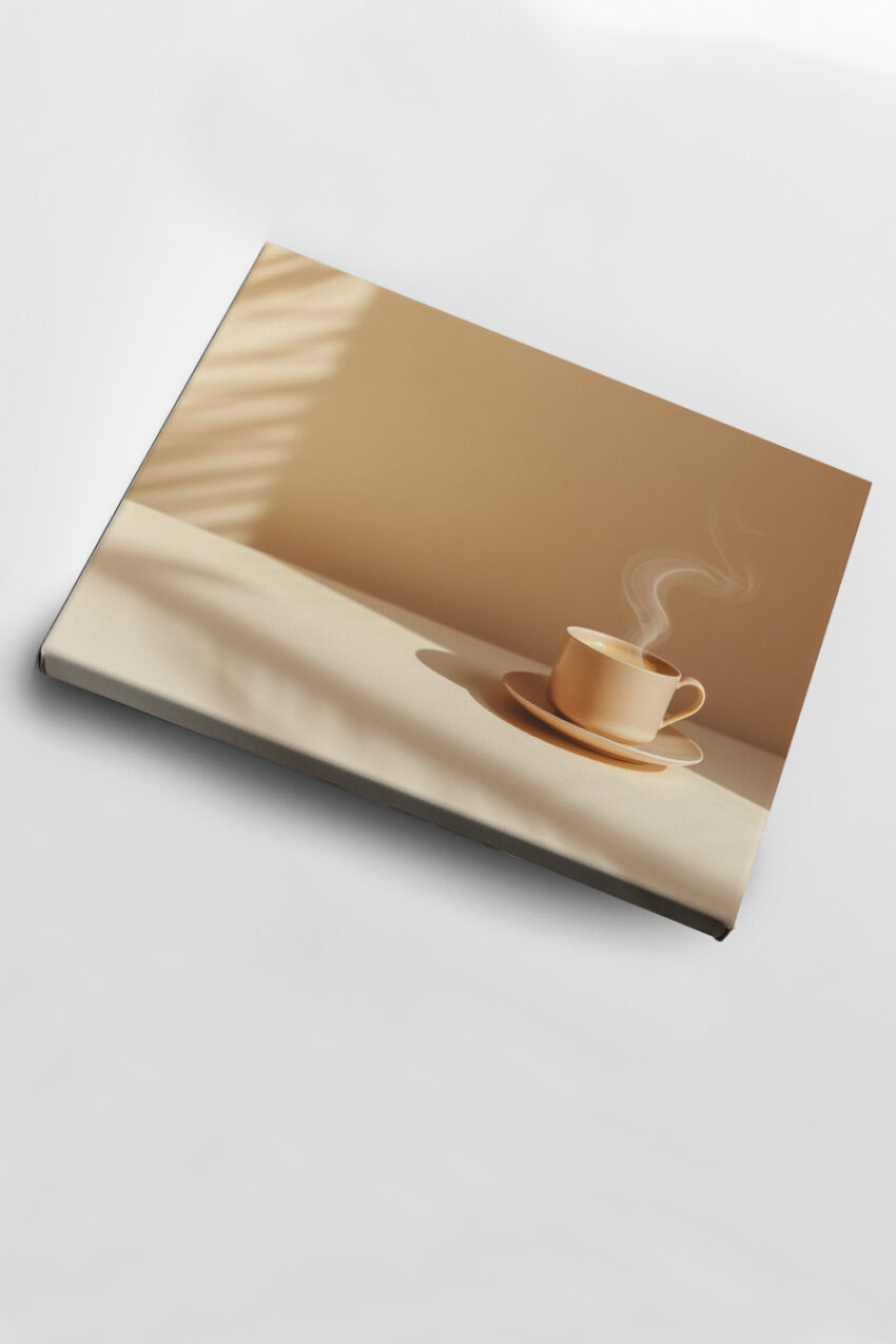 Fotografie Poster Kaffeetasse Dampf beige minimalistisch