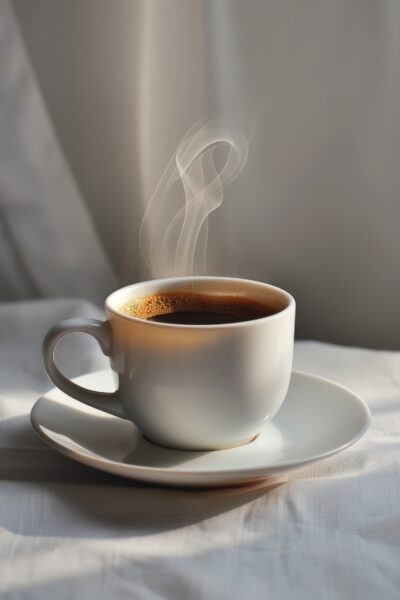 Kaffee Tasse Dampf Gerahmt