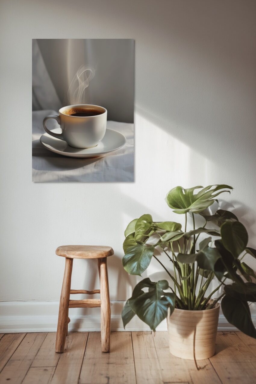 Fotografie Poster Kaffee Tasse Dampf warm nah
