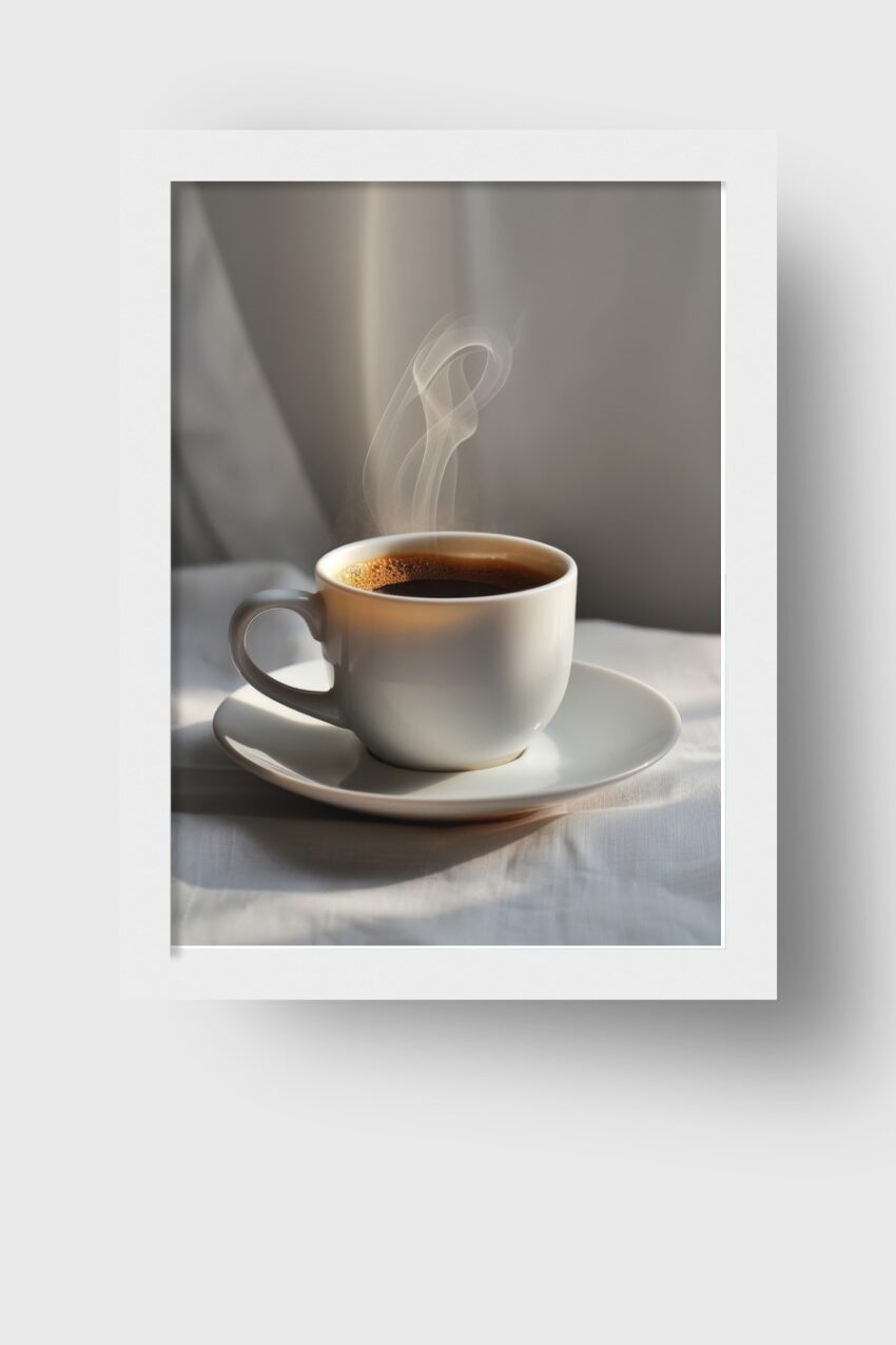 Fotografie Poster Kaffee Tasse Dampf warm nah