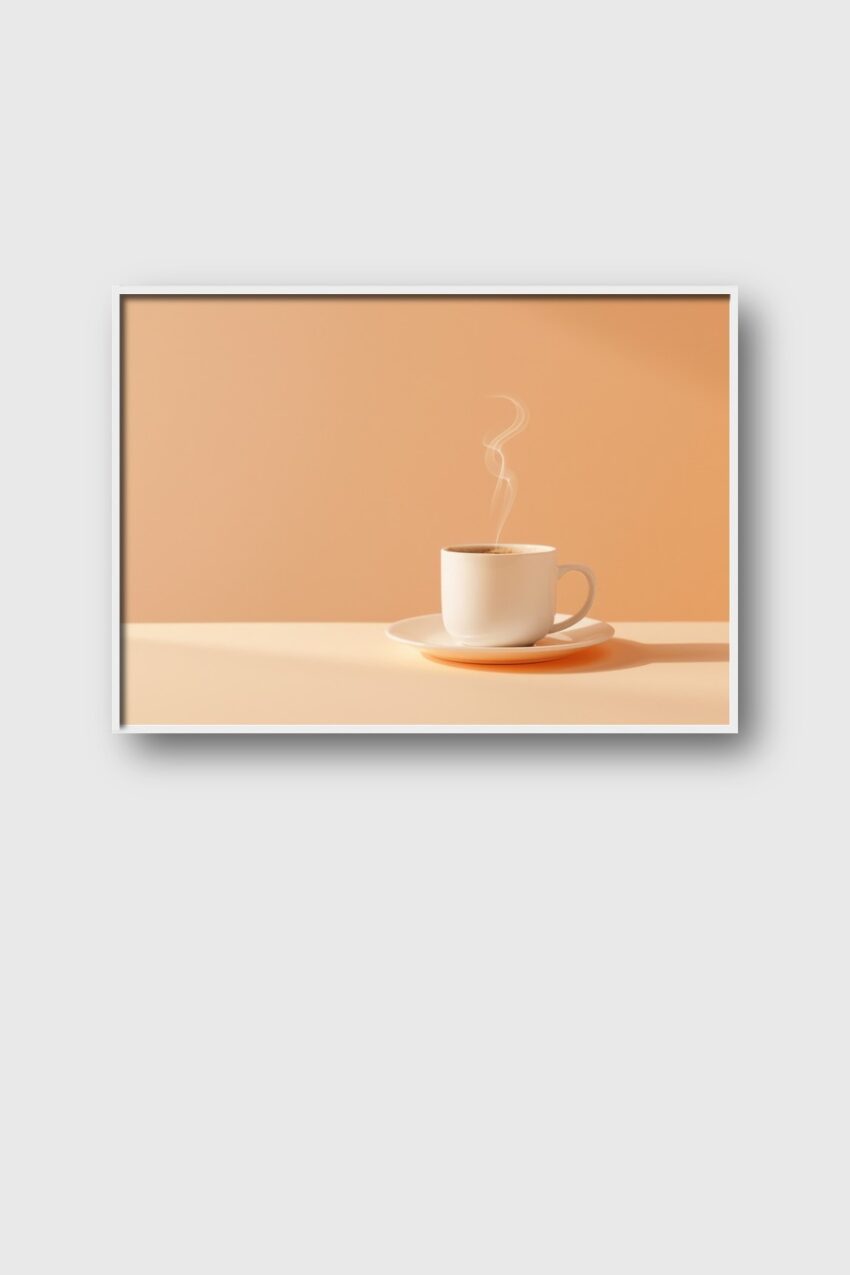 Fotografie Poster Tasse heiße Getränke Dampf minimalistisch beige