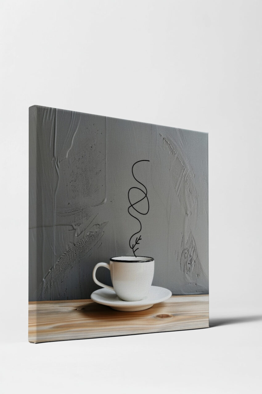 Fotografie Poster Tasse Dampf minimalistisch weiß schwarz