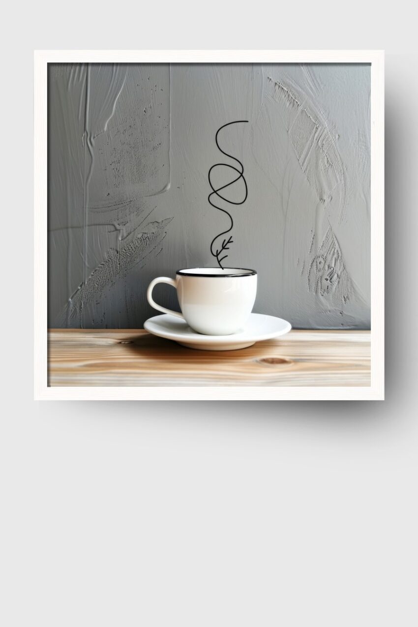 Fotografie Poster Tasse Dampf minimalistisch weiß schwarz