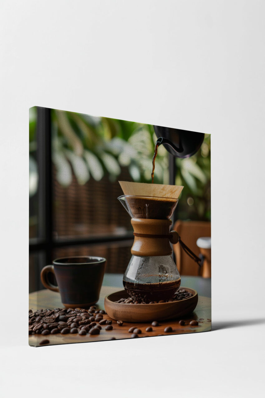 Fotografie Poster Kaffeekanne Filter Kaffee braun