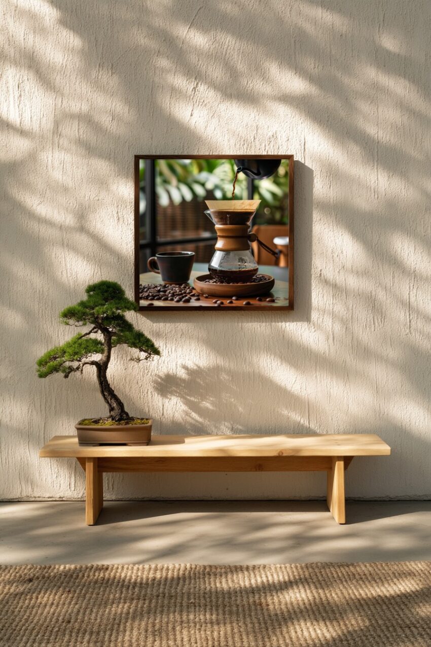 Fotografie Poster Kaffeekanne Filter Kaffee braun