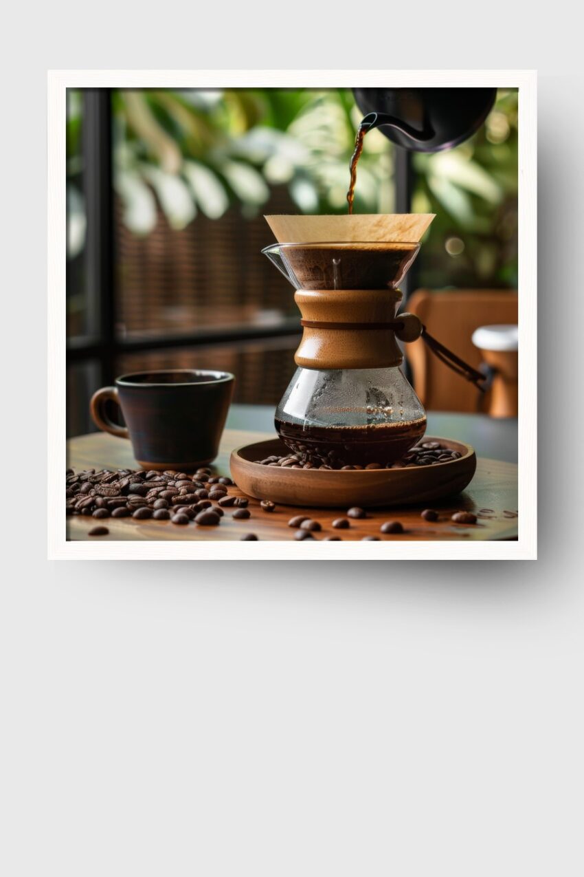 Fotografie Poster Kaffeekanne Filter Kaffee braun