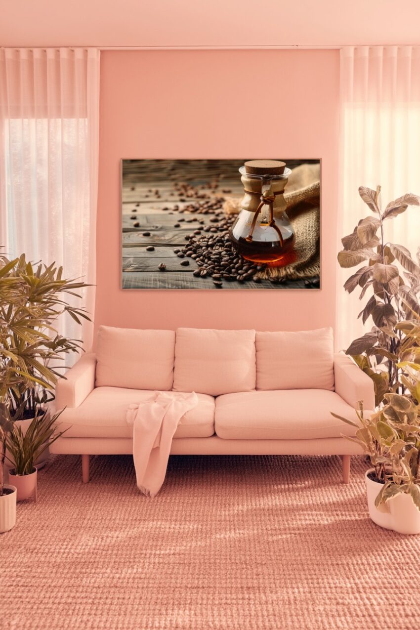 Fotografie Poster Kaffee Karaffe Glas braun rustikal