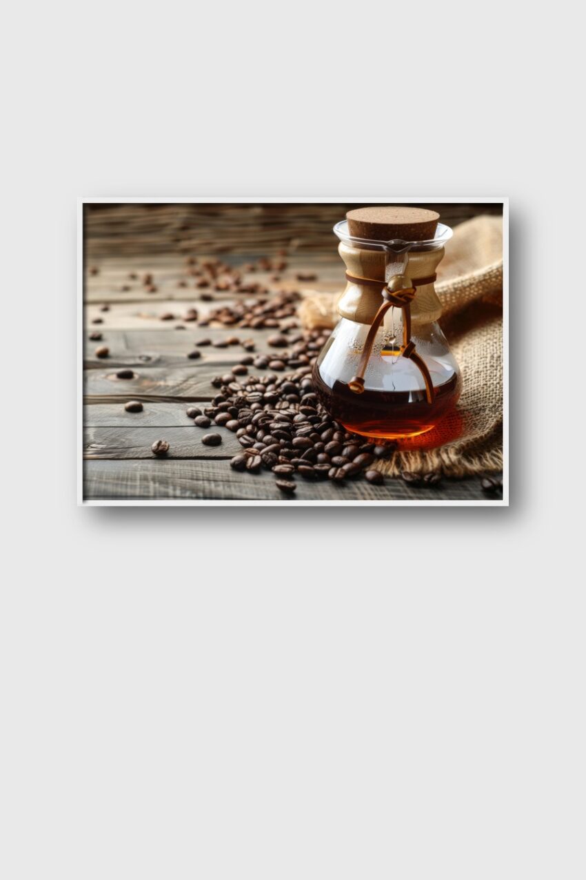 Fotografie Poster Kaffee Karaffe Glas braun rustikal