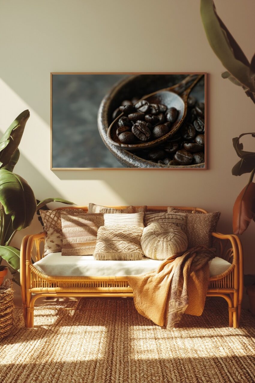 Fotografie Poster Kaffeebohnen Detail braun natur