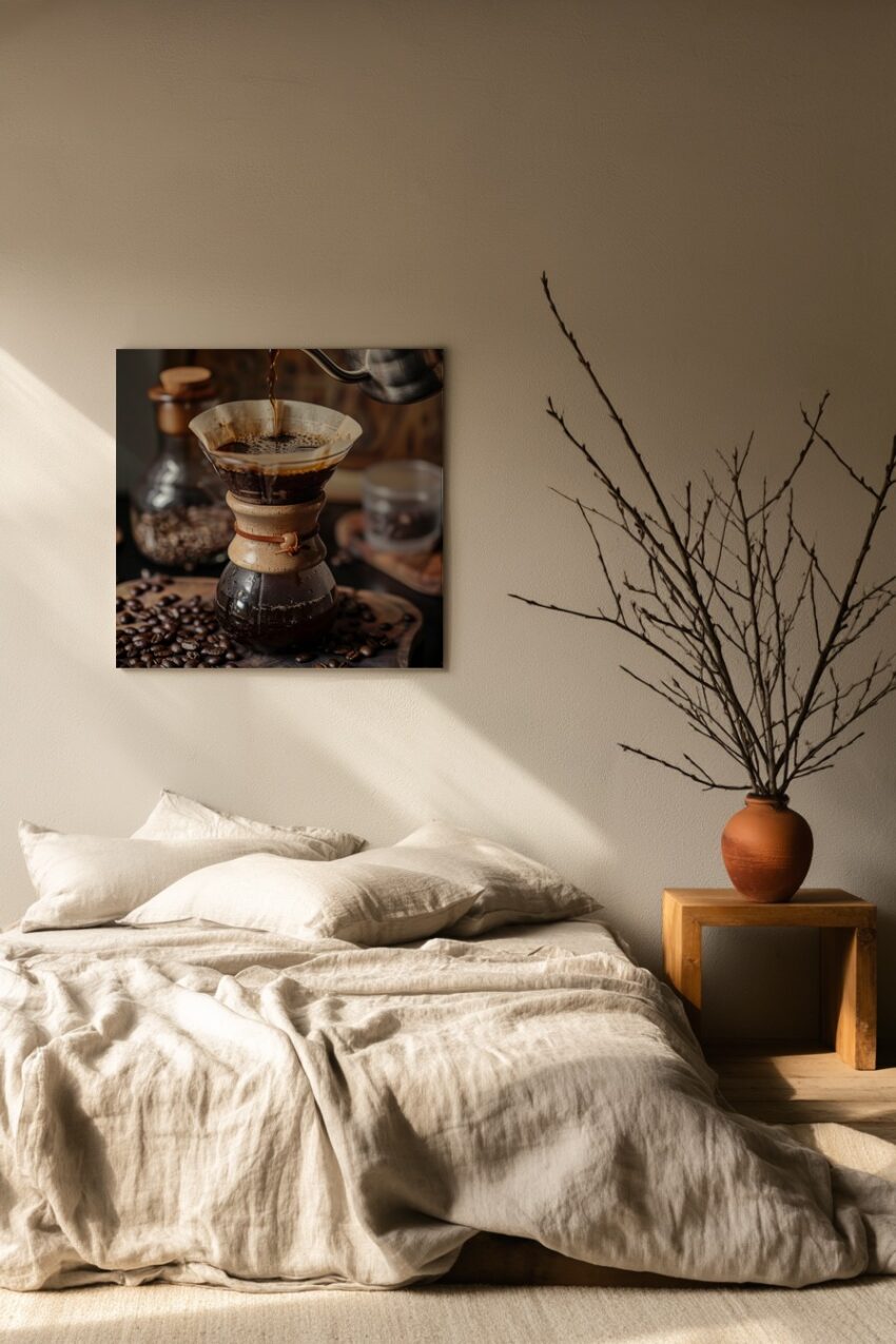 Fotografie Poster Kaffeebereiter frisch gebrüht braun schwarz