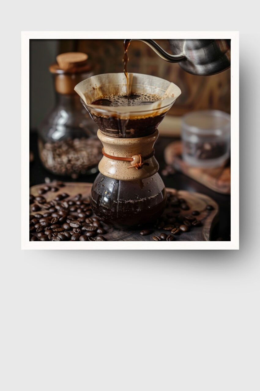 Fotografie Poster Kaffeebereiter frisch gebrüht braun schwarz