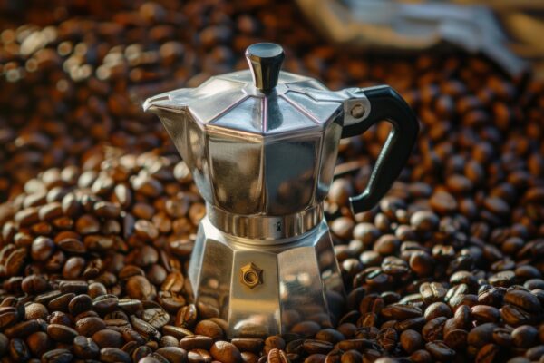 Espressokocher Kaffeebohnen Gerahmt