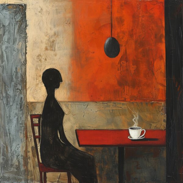 Frau am Tisch Leinwandbild