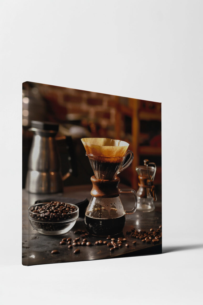 Fotografie Poster Filterkaffee Glas braun warm