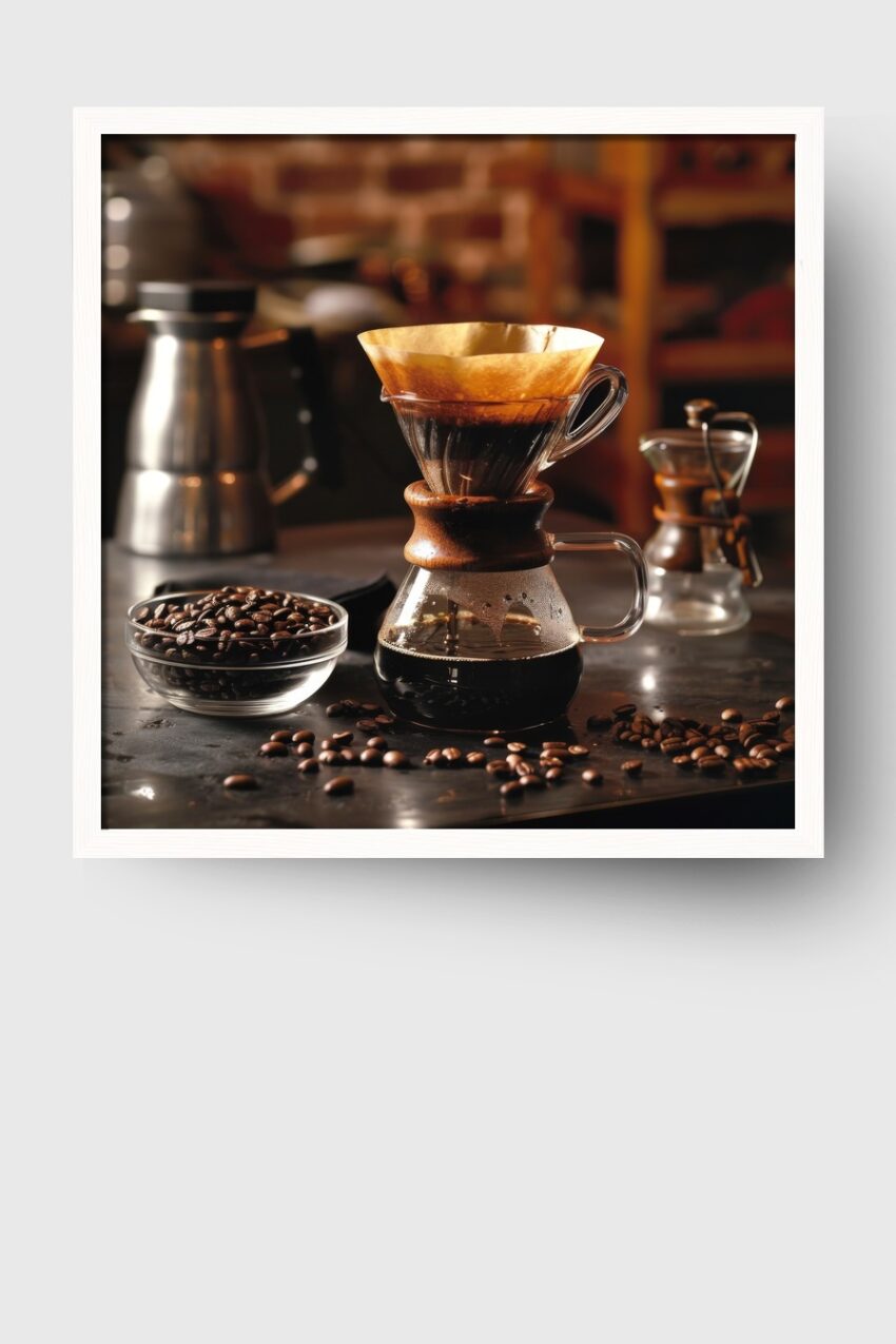 Fotografie Poster Filterkaffee Glas braun warm