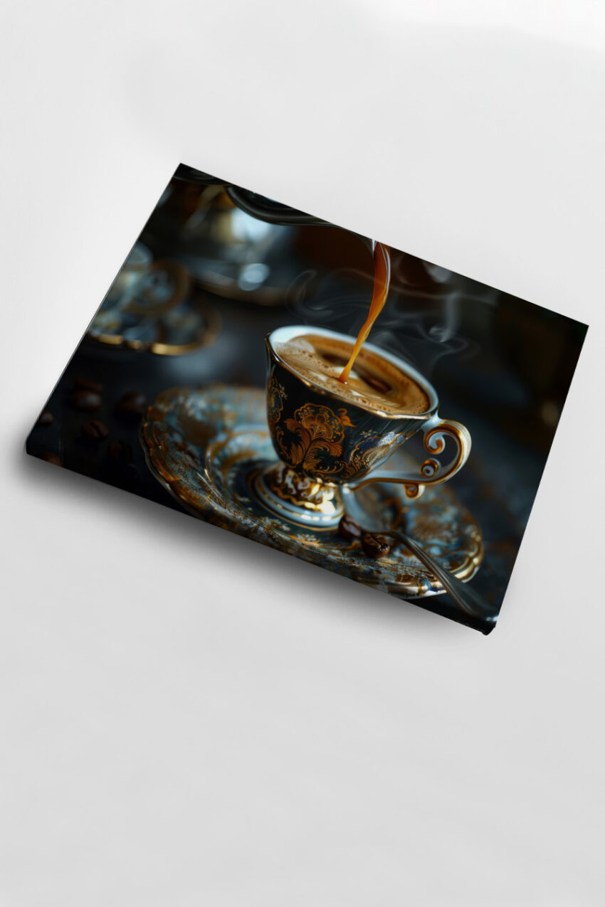 Fotografie Poster Kaffee Tasse edel dunkel gold