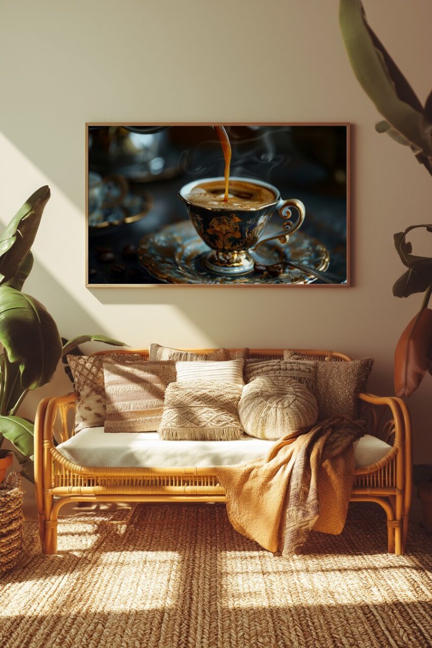 Fotografie Poster Kaffee Tasse edel dunkel gold