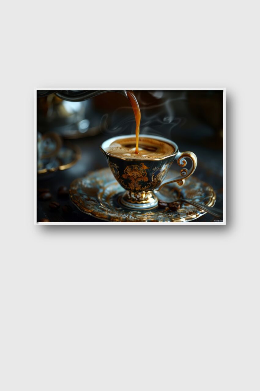 Fotografie Poster Kaffee Tasse edel dunkel gold