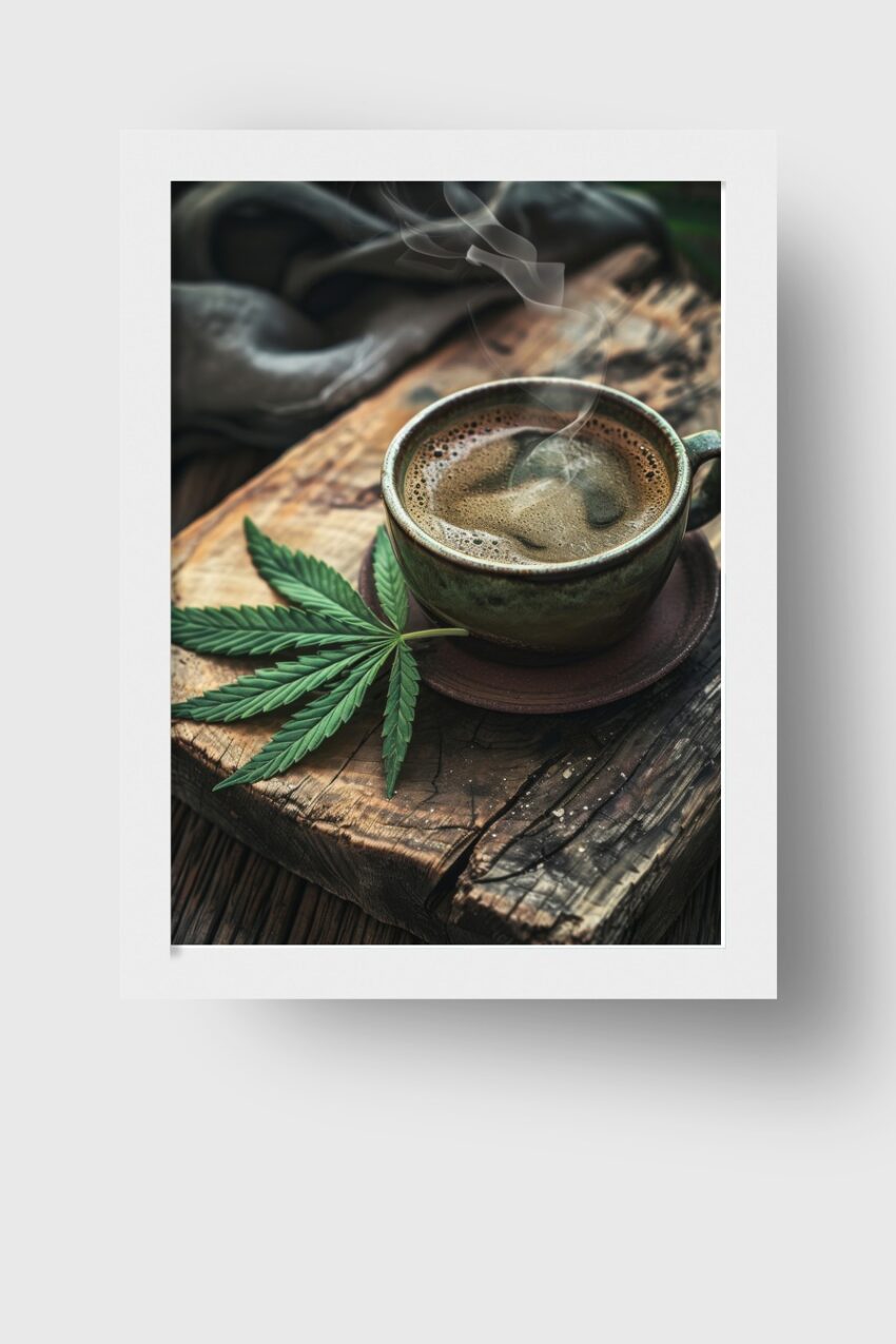 Fotografie Poster Kaffee dampfend rustikal grün braun