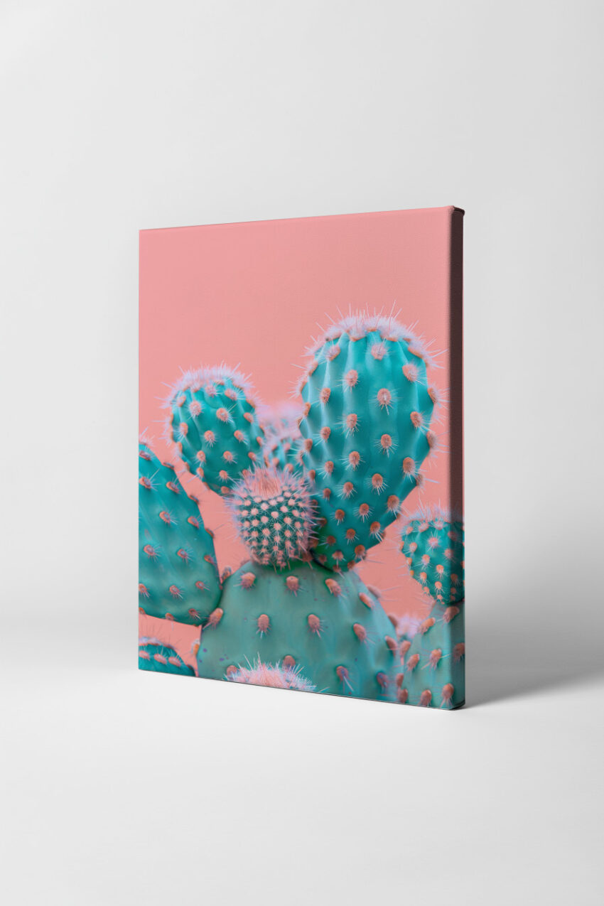 Fotografie Poster Kaktus türkis rosa Stacheln