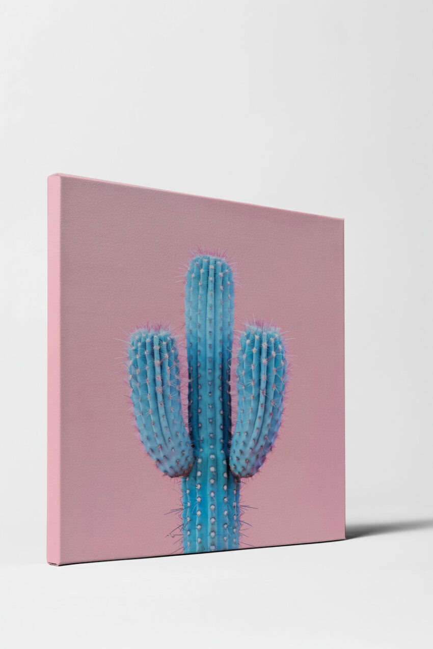 Digitale Kunst Poster Kaktus blau rosa minimalistisch