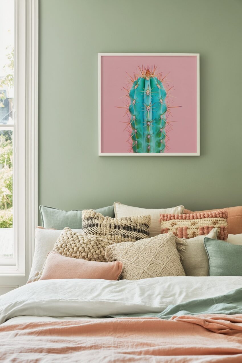 Fotografie Poster Kaktus türkis rosa minimalistisch