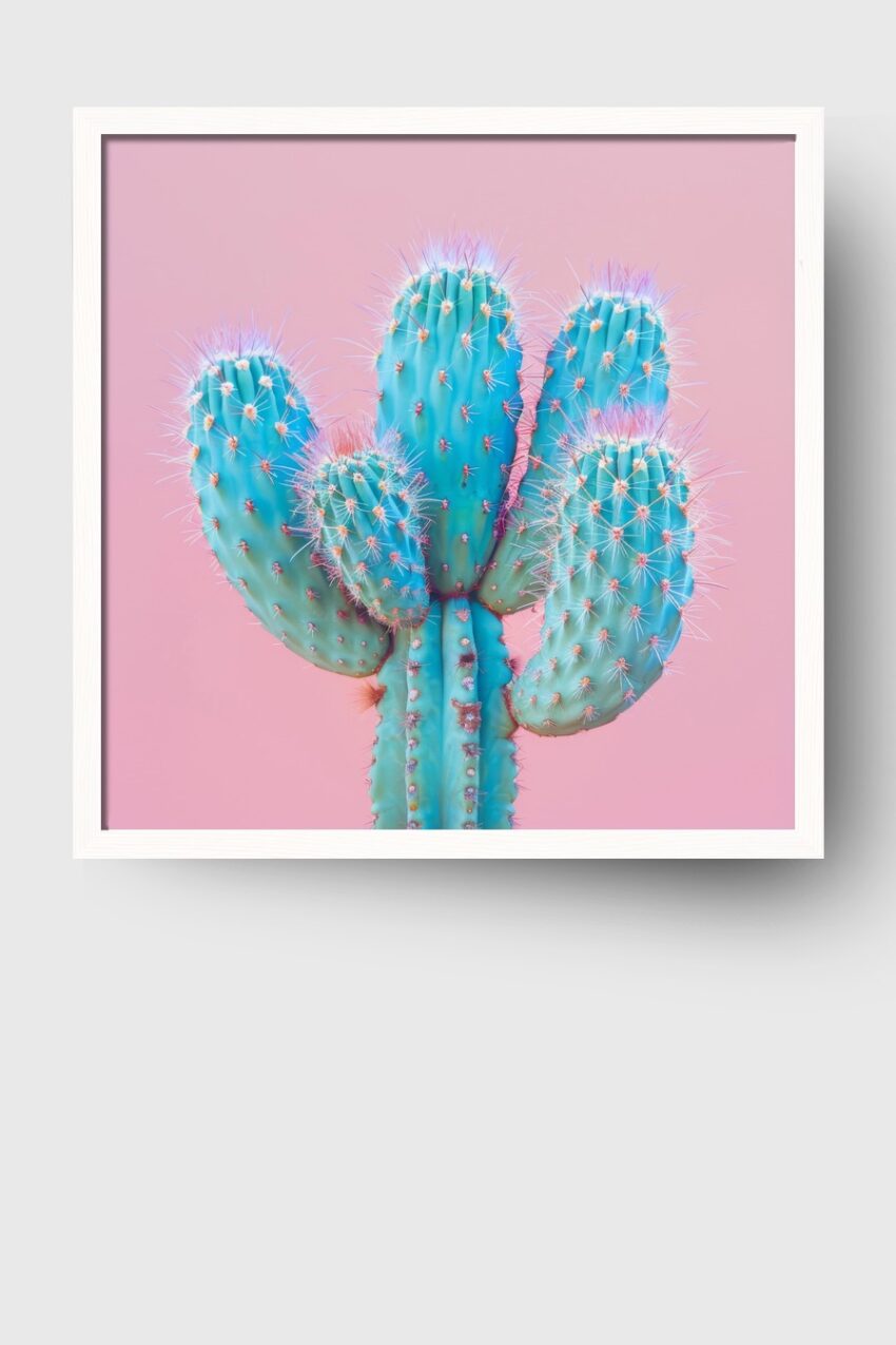 Fotografie Poster Kaktus Gruppe pastellfarben blau rosa