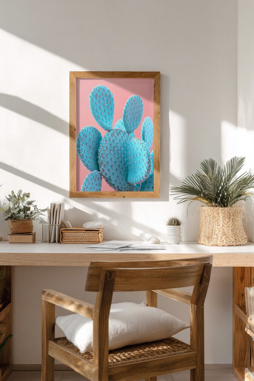 Fotografie Poster Kakteen blau minimalistisch