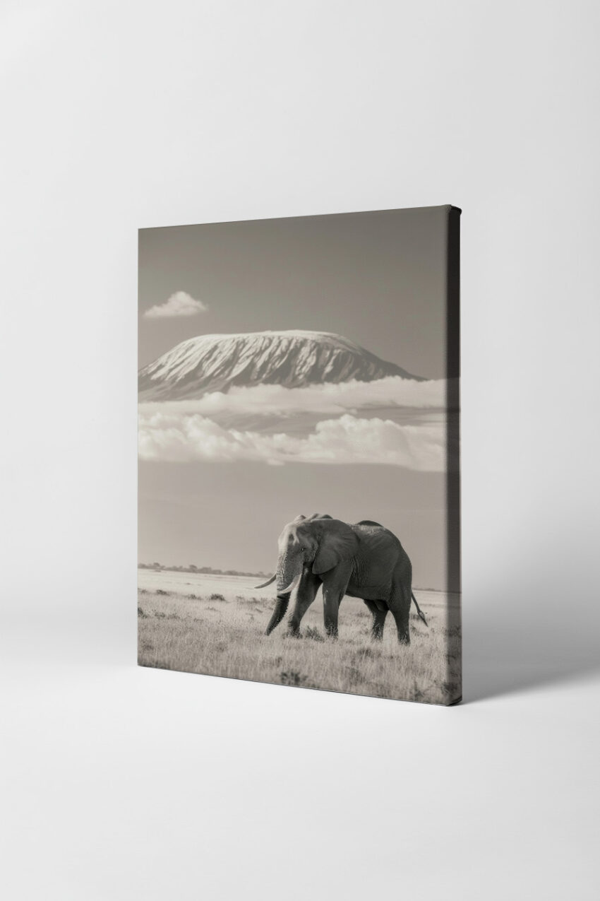 Fotografie Poster Elefant Savanne schwarz-weiß