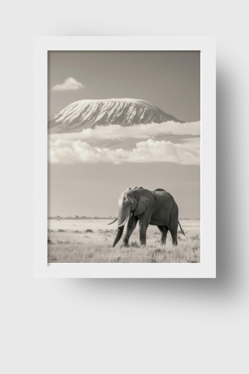 Fotografie Poster Elefant Savanne schwarz-weiß