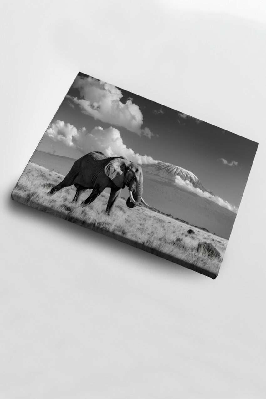 Fotografie Poster Elefant frontal schwarzweiß