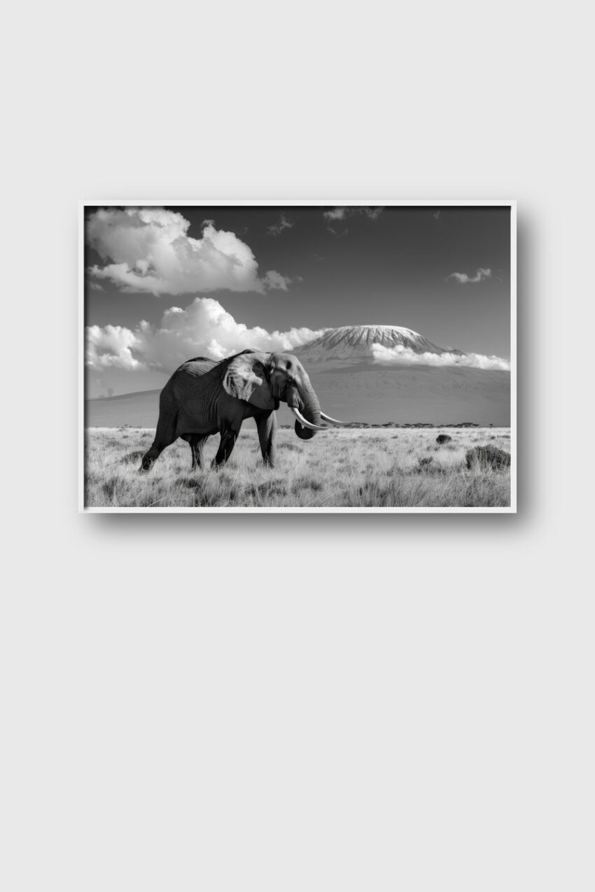 Fotografie Poster Elefant frontal schwarzweiß