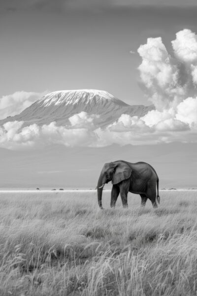 Elefant Schneeberg Gerahmt