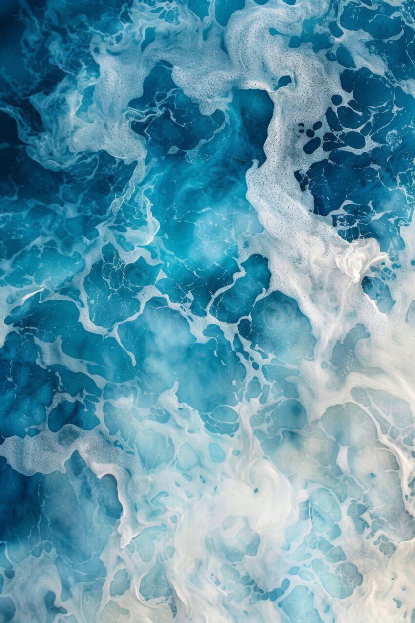 Fotografie Poster Ozean Schaum blau weiß Wasser