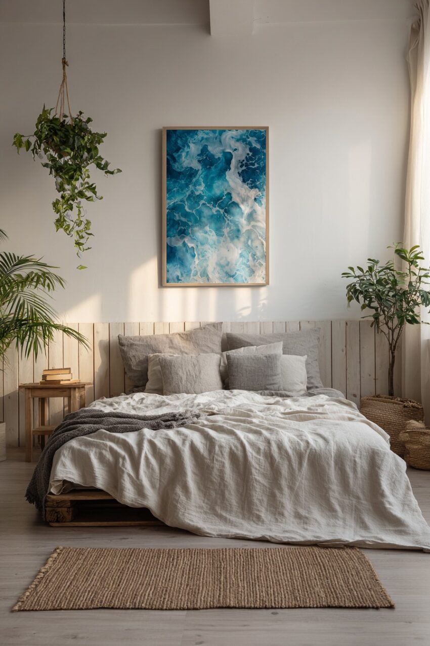 Fotografie Poster Ozean Schaum blau weiß Wasser