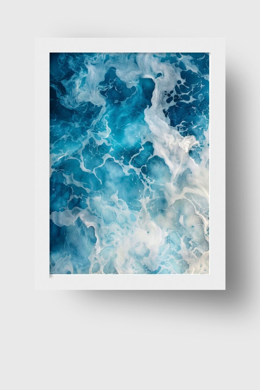 Fotografie Poster Ozean Schaum blau weiß Wasser