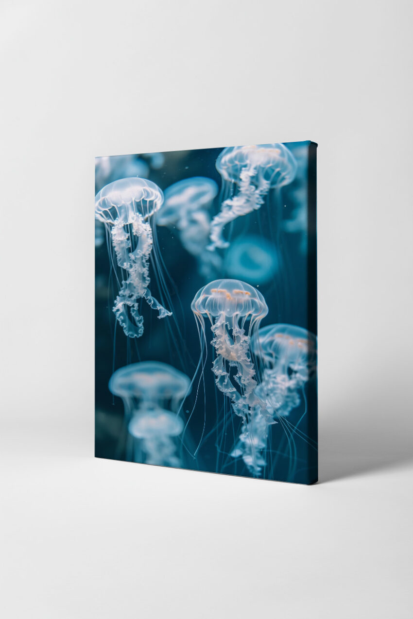 Fotografie Poster Qualle transparent blau Unterwasser