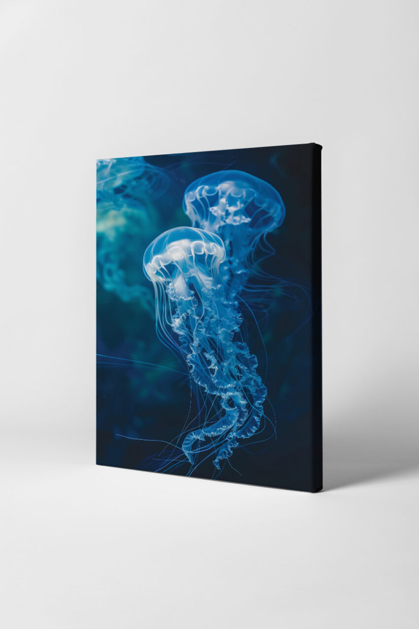 Fotografie Poster Qualle transparent blau weiß