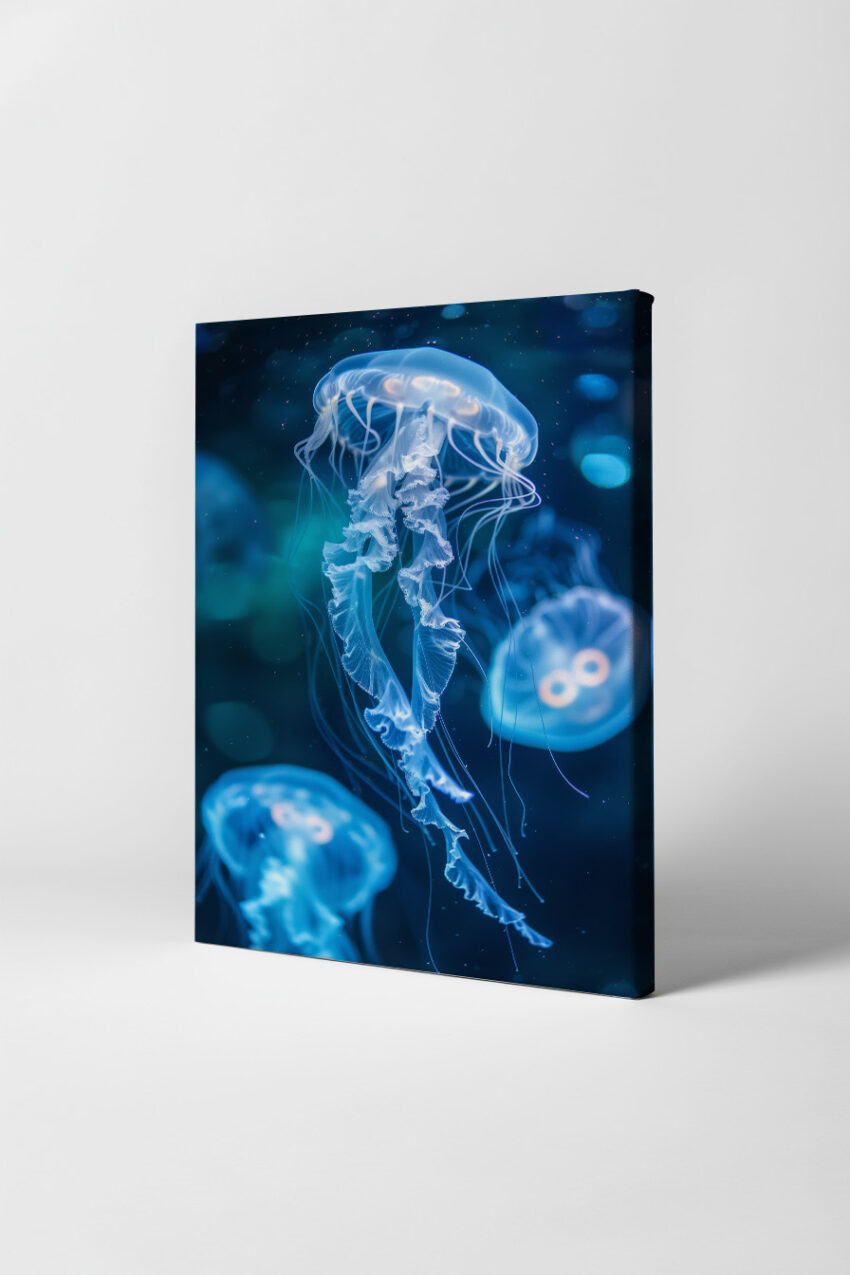 Fotografie Poster Qualle transparent blau Unterwasser