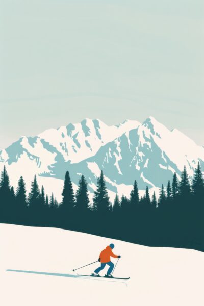 Skifahrer Berg Leinwandbild