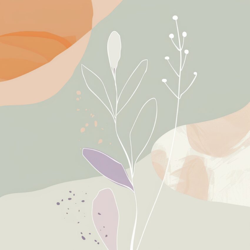 Illustration Poster Blütenzweig minimalistisch Pastellfarben