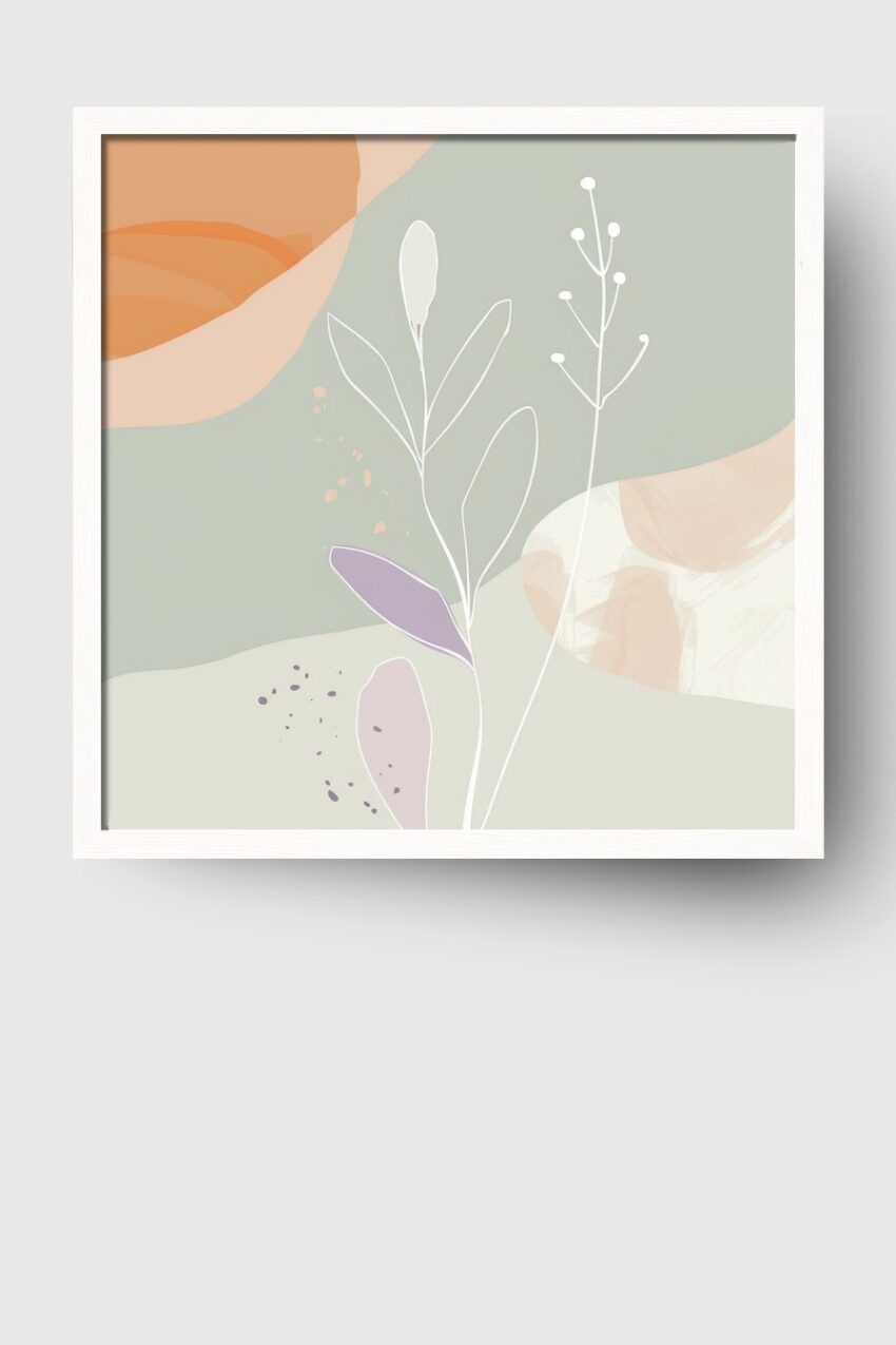 Illustration Poster Blütenzweig minimalistisch Pastellfarben