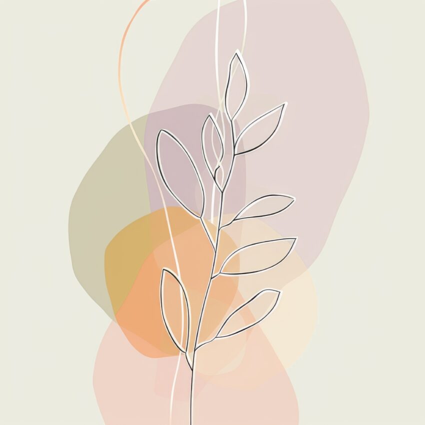 Illustration Poster Zweig minimalistisch Pastellfarben