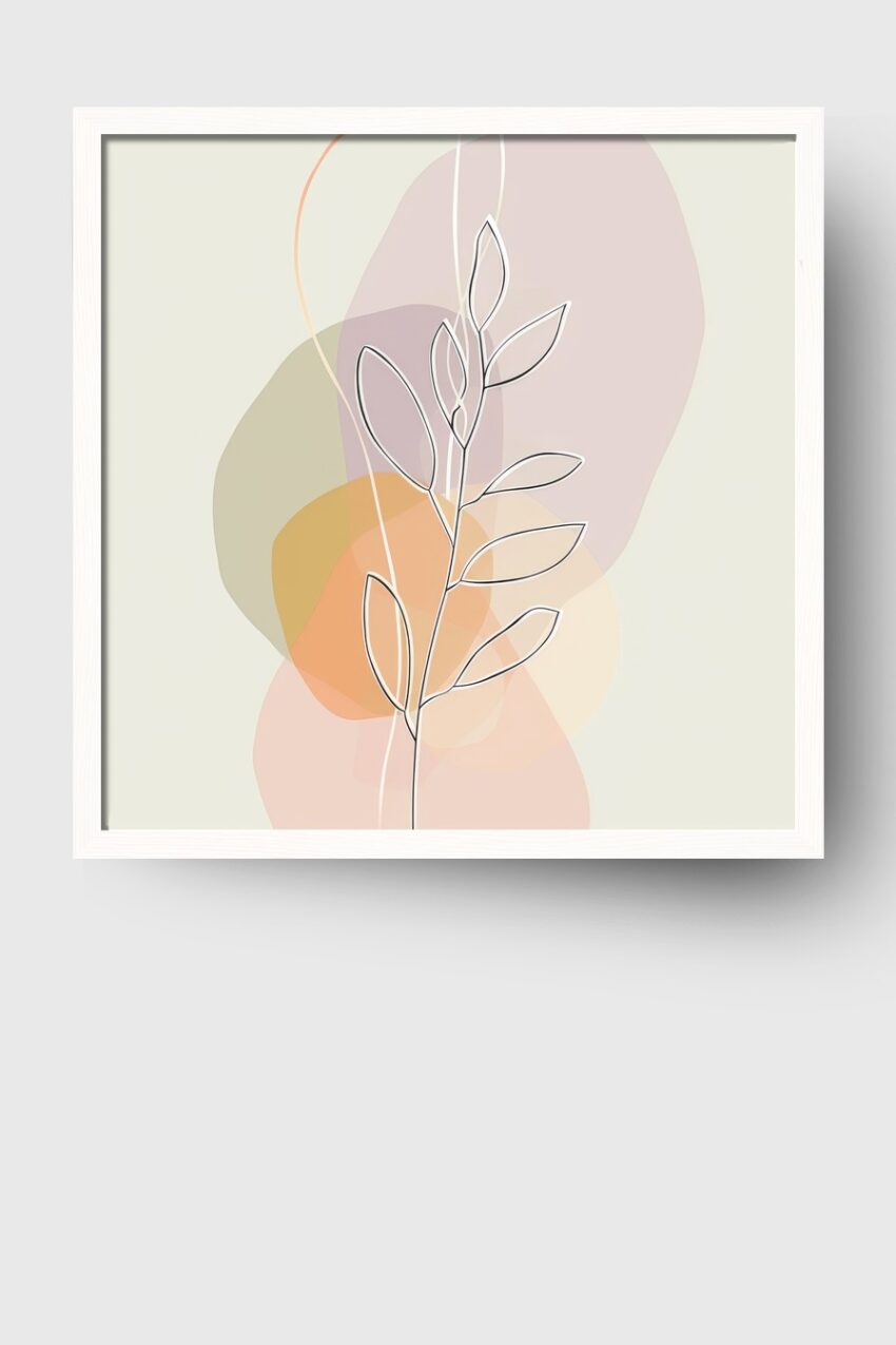 Illustration Poster Zweig minimalistisch Pastellfarben