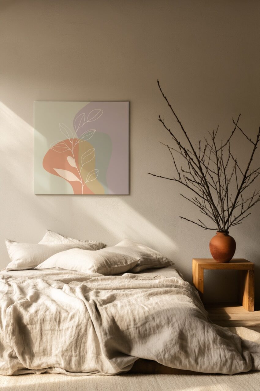 Illustration Poster Blatt Skizze minimalistisch weiß