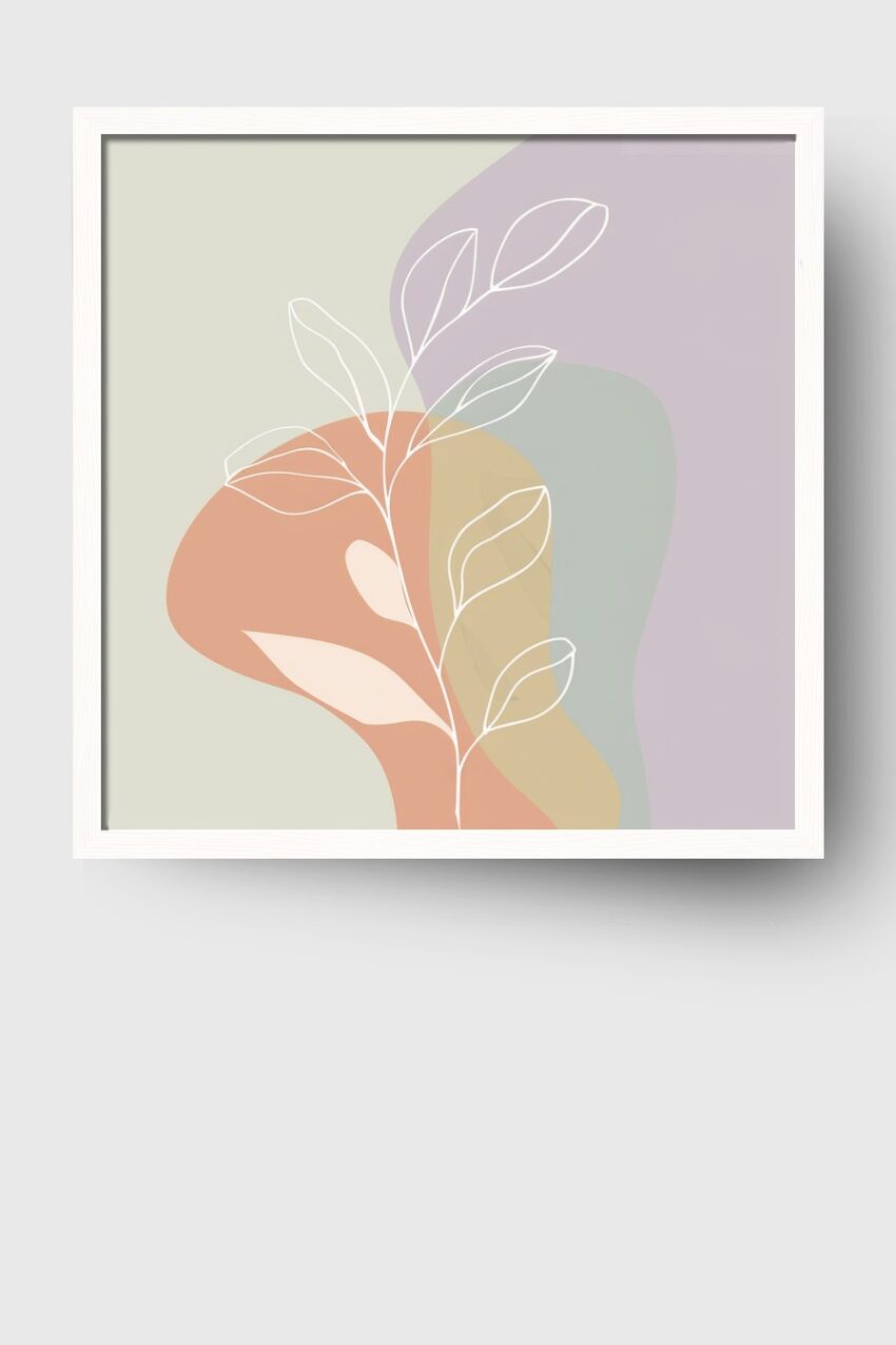 Illustration Poster Blatt Skizze minimalistisch weiß