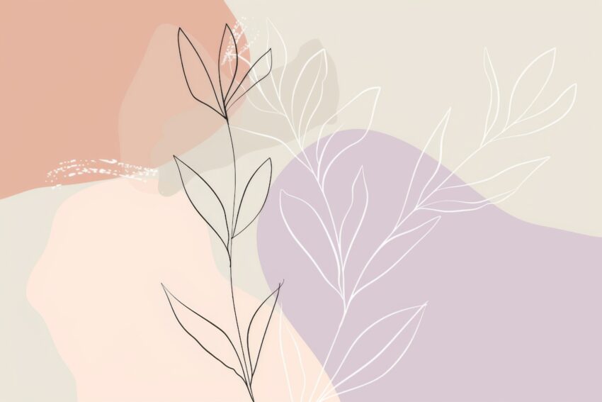 Illustration Poster Blätter Linie minimalistisch Pastell